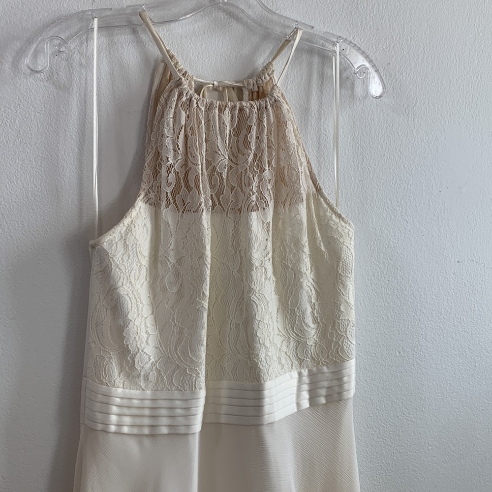 NWT *worn* Max and Cleo Eggshell Lace, Satin and Crepe Gown